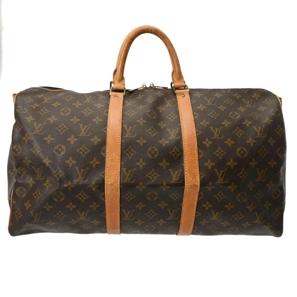 Auth Louis Vuitton Keepall Bandouliere 50 Boston Bag  LOUIS VUITTON Monogram Keepall Bandoulire Brown Canvas Boston Bag